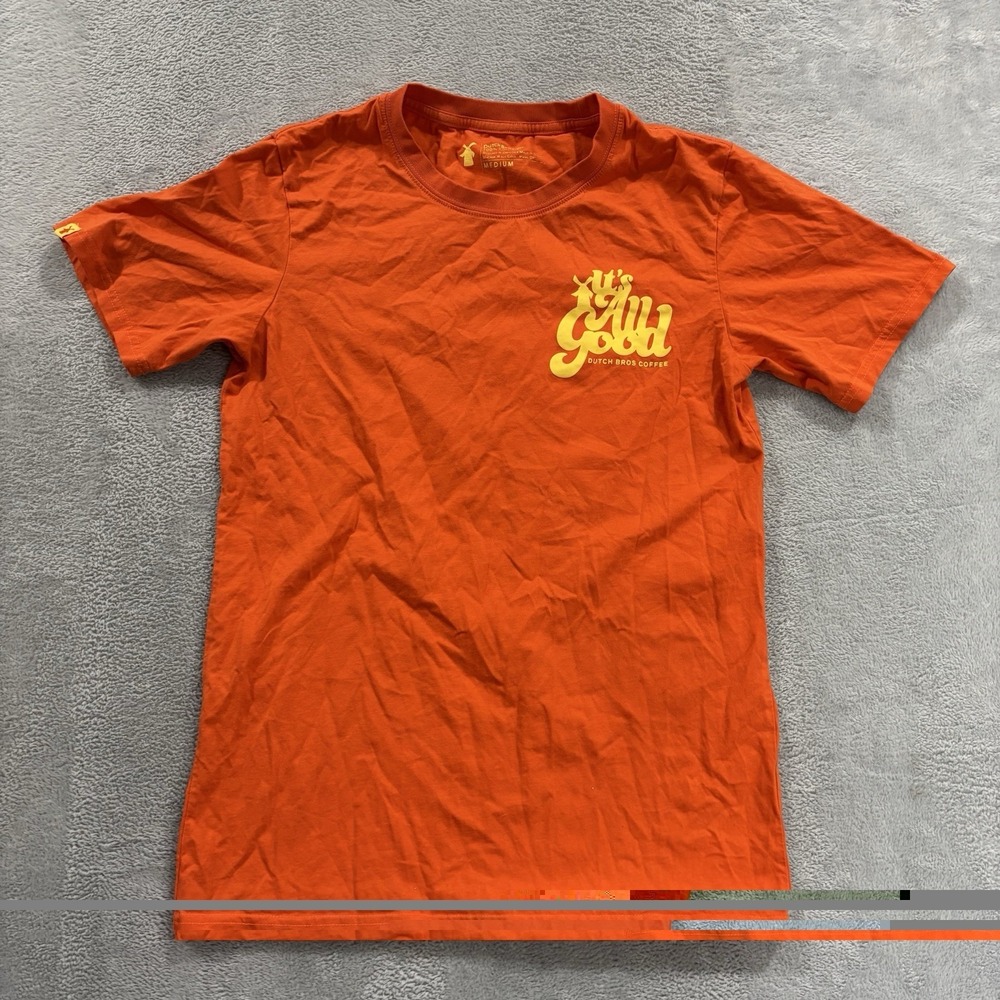 Dutch Bros Coffee T Shirt Men's M Short Sleeve It's All Good Orange